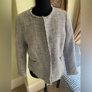 Old money grey tweed jacket Liz Claiborne size small EUC